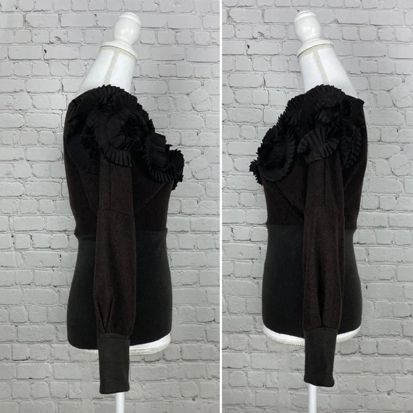 Anthropologie RYU wool ruffled off shoulder knit top SMALL - Picture 4 of 15
